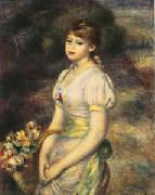Pierre Renoir Young Girl with Flowers oil on canvas